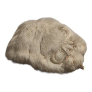 Vintage Retro Off-White/Cream Fur Bandeau Hat / Headband-Style Hat 1950s-1960s